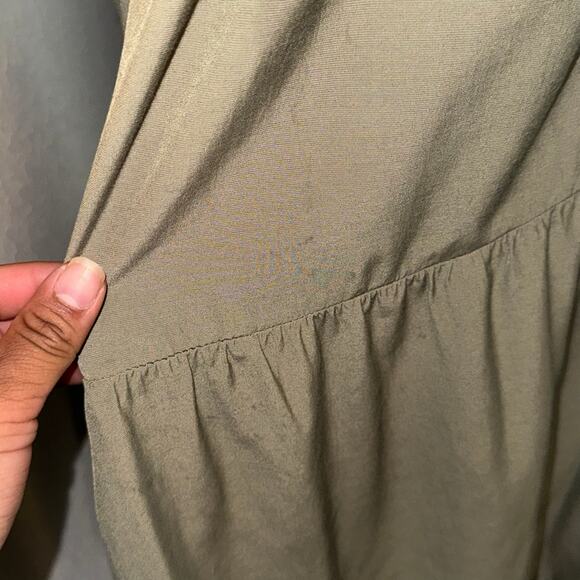 KIRUNDO One Shoulder Mini Baby Doll Khaki Green Dress Boho Women's Size Small - Picture 6 of 9